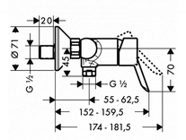 Baterie dus Hansgrohe, Focus S, fara set, crom